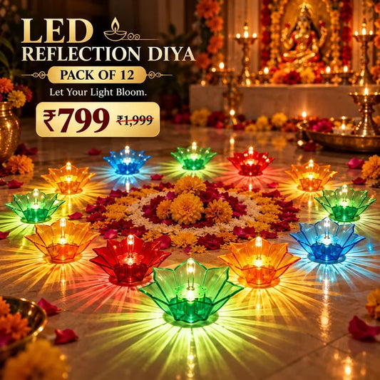 🪔 Diwali Utsav™ LED Reflection Diya ||  Pack of 10 || Get 2 Diye Free