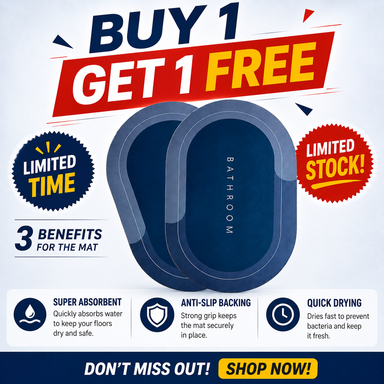 Bathroom & Kitchen Mat ( BUY 1 GET 1 FREE )