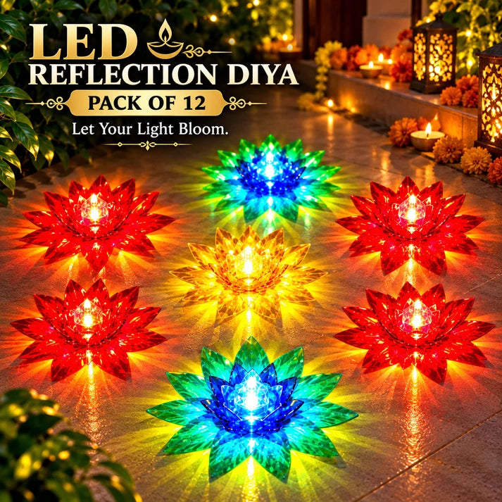 🪔 Diwali Utsav™ LED Reflection Diya ||  Pack of 10 || Get 2 Diye Free