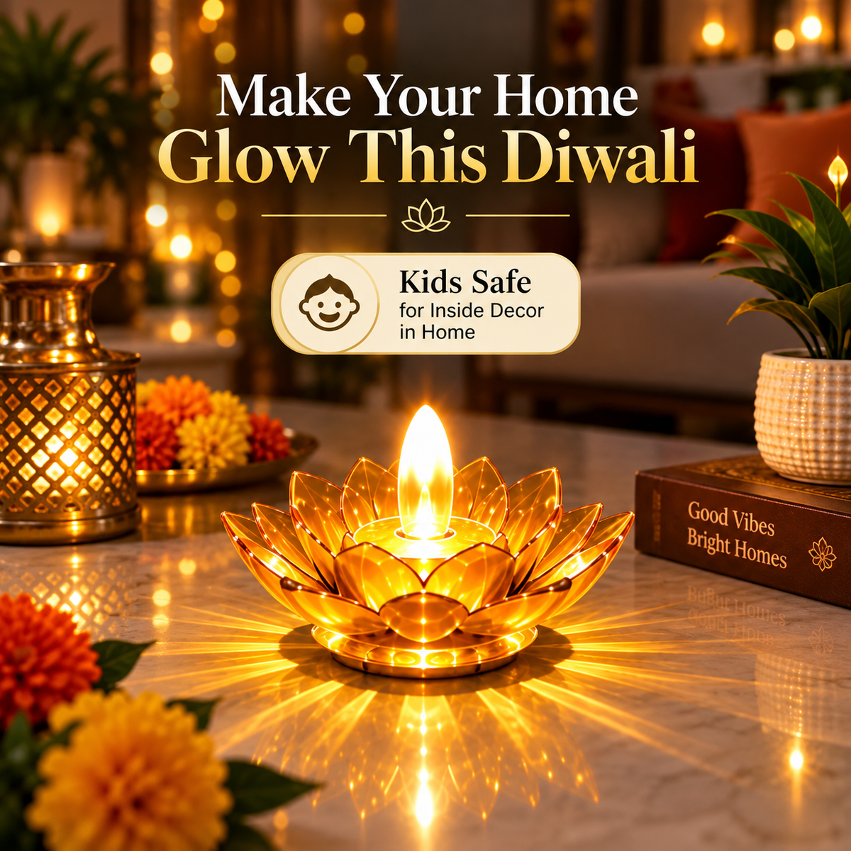 🪔 Diwali Utsav™ LED Reflection Diya ||  Pack of 10 || Get 2 Diye Free