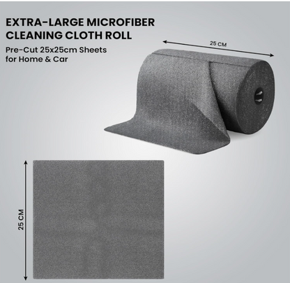 Premium 200 GSM Microfiber Cleaning Cloth Roll – 25 Reusable Sheets