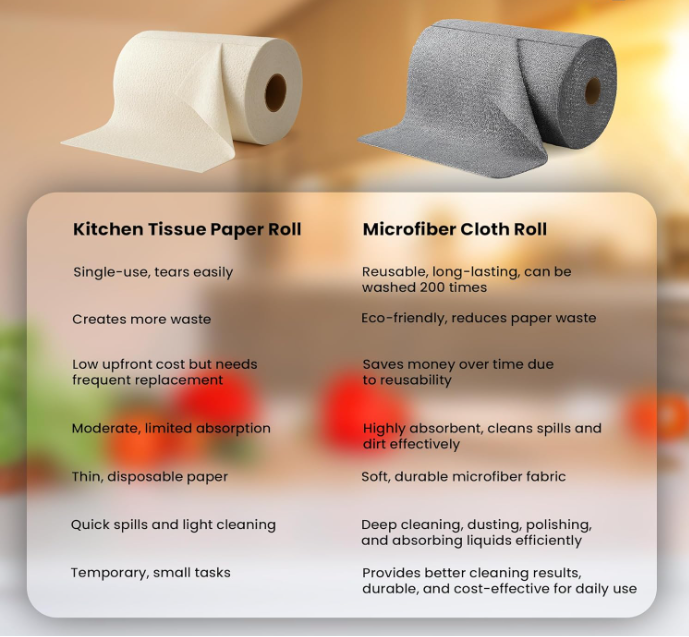 Premium 200 GSM Microfiber Cleaning Cloth Roll – 25 Reusable Sheets