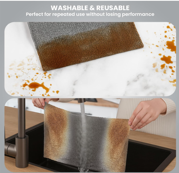 Premium 200 GSM Microfiber Cleaning Cloth Roll – 25 Reusable Sheets