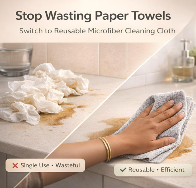 Premium 200 GSM Microfiber Cleaning Cloth Roll – 25 Reusable Sheets