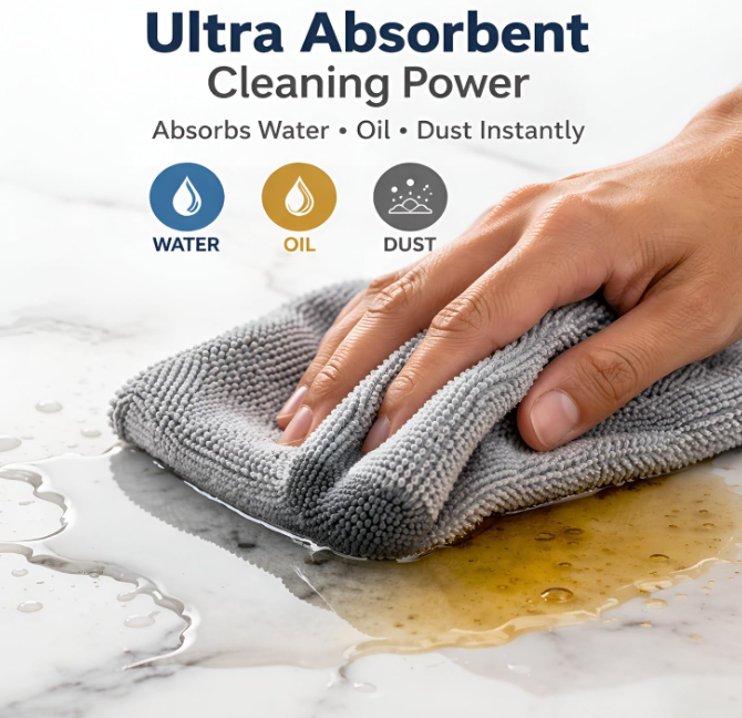 Premium 200 GSM Microfiber Cleaning Cloth Roll – 25 Reusable Sheets